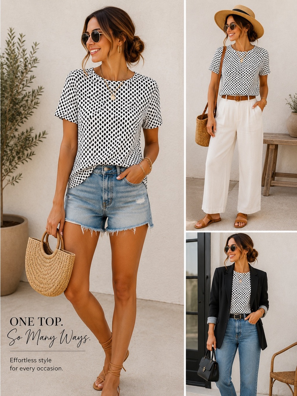 Lord & Taylor Polka Dot Short Sleeve Crewneck Top - XS